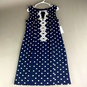 Jessica Howard Navy & White Polka Dot Sleveless Dress Size 10